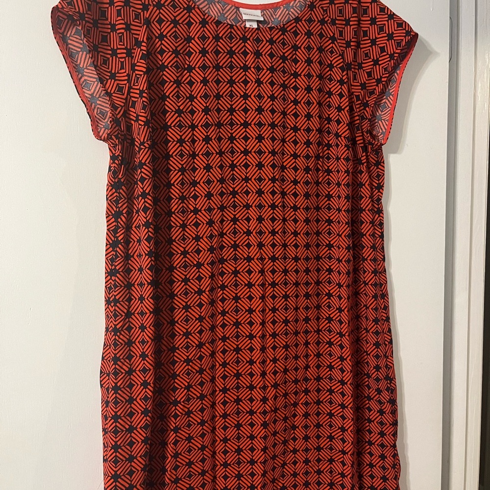 Orange and Blue Geometric Pattern Dress